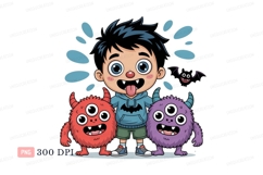 Boy monsters bat cartoon cute Product Image 1