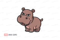 Angry brown hippopotamus cartoon animal Product Image 1
