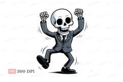 Dancing skeleton in suit black white Product Image 1