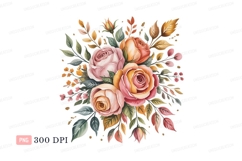 Pink orange roses floral arrangement bouquet Product Image 1