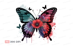 Butterfly wings adorned with vibrant flowers poppies Product Image 1