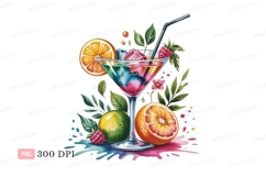 Colorful cocktail with fruits and ice drink orange Product Image 1