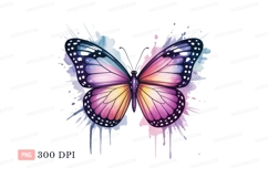 Vibrant butterfly watercolor splashes insect wings Product Image 1