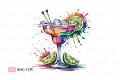 Colorful cocktail drink with lime and ice image Product Image 1