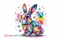 Colorful faceted rabbit with gems bunny diamonds Product Image 1