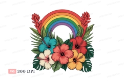 Tropical hibiscus flowers rainbow leaves Product Image 1