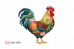 Colorful rooster adorned with floral elements bird Product Image 1