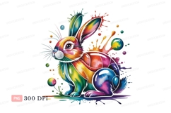 Colorful rabbit splatter art paint Product Image 1