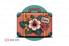 Tropical floral suitcase travel luggage Product Image 1