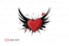 Red heart with black wings splash Product Image 1