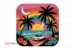 Retro Beach Sunset Drive image Product Image 1