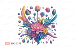 Colorful floral arrangement with abstract elements Product Image 1