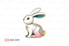 Ornate white rabbit with colorful patterns image Product Image 1