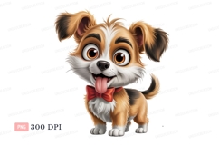 Happy puppy with red bow canine animal Product Image 1