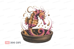 Pink orange seahorse splashing water Product Image 1