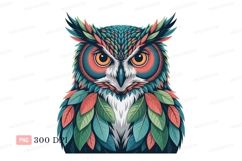 Colorful owl portrait bird feathers Product Image 1