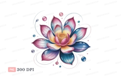 Colorful lotus flower with swirling lines and bubbles Product Image 1