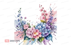 Pink blue purple floral watercolor mockup image Product Image 1