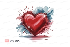 Shiny Red Heart Splatter watercolor Product Image 1