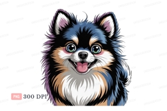 Fluffy dog with big eyes and pink tongue black Product Image 1