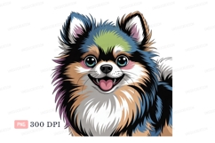 Fluffy dog with colorful fur and big eyes image Product Image 1