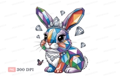Gemstone rabbit wearing crown and necklace diamond Product Image 1