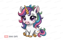 Cute unicorn with rainbow mane fantasy mythical Product Image 1