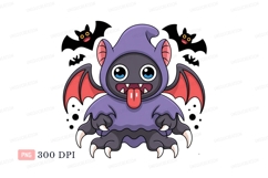 Purple bat creature with wings and tongue image Product Image 1