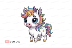 Cute unicorn with rainbow mane horn Product Image 1