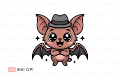 Cute bat wearing hat cartoon animal Product Image 1