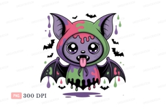 Purple bat with dripping paint pink green Product Image 1