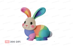 Colorful ribbed bunny rabbit rainbow Product Image 1