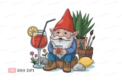 Gnome enjoying red drink with art supplies cocktail Product Image 1