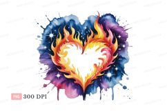 Fiery heart cosmic splash fire flames Product Image 1