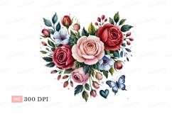 Heart shaped floral arrangement with butterfly roses Product Image 1