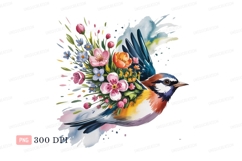 Colorful bird with floral bouquet flowers nature Product Image 1