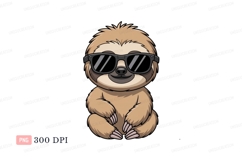 Cute sloth wearing sunglasses animal cartoon Product Image 1