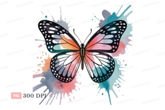 Watercolor butterfly splash paint black Product Image 1