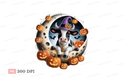 Halloween cow moon pumpkins witch Product Image 1