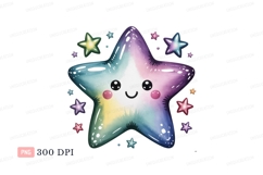 Happy smiling star with rainbow colors colorful Product Image 1