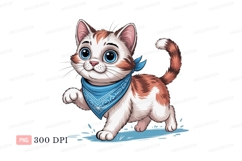 Cute cat wearing blue bandana kitten animal Product Image 1