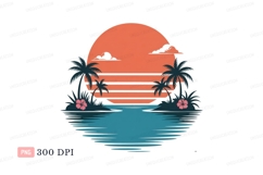 Tropical sunset ocean palms island Product Image 1