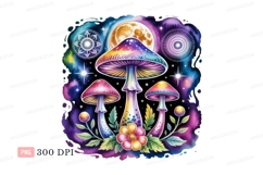 Psychedelic mushrooms moon floral cosmic Product Image 1