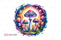 Psychedelic mushrooms cosmic planets fantasy Product Image 1
