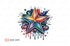 Rainbow star dripping hearts paint Product Image 1