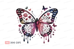 Watercolor butterfly floral design pink purple Product Image 1