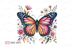 Monarch butterfly surrounded by colorful flowers orange Product Image 1