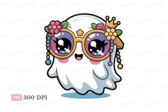 Cute ghost wearing crown and glasses flowers Product Image 1