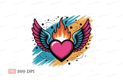 Flaming winged heart wings flame Product Image 1