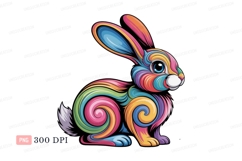 Colorful Swirling Rabbit illustration Product Image 1